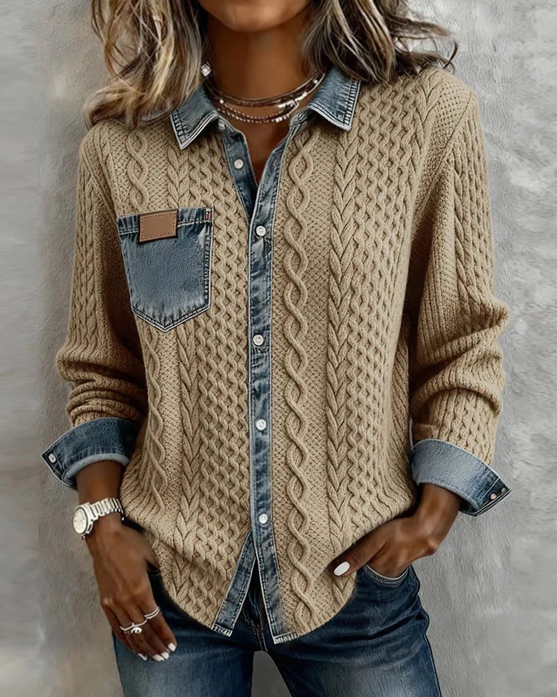 Magnus | Women's Cable Knit Button-Down Shirt