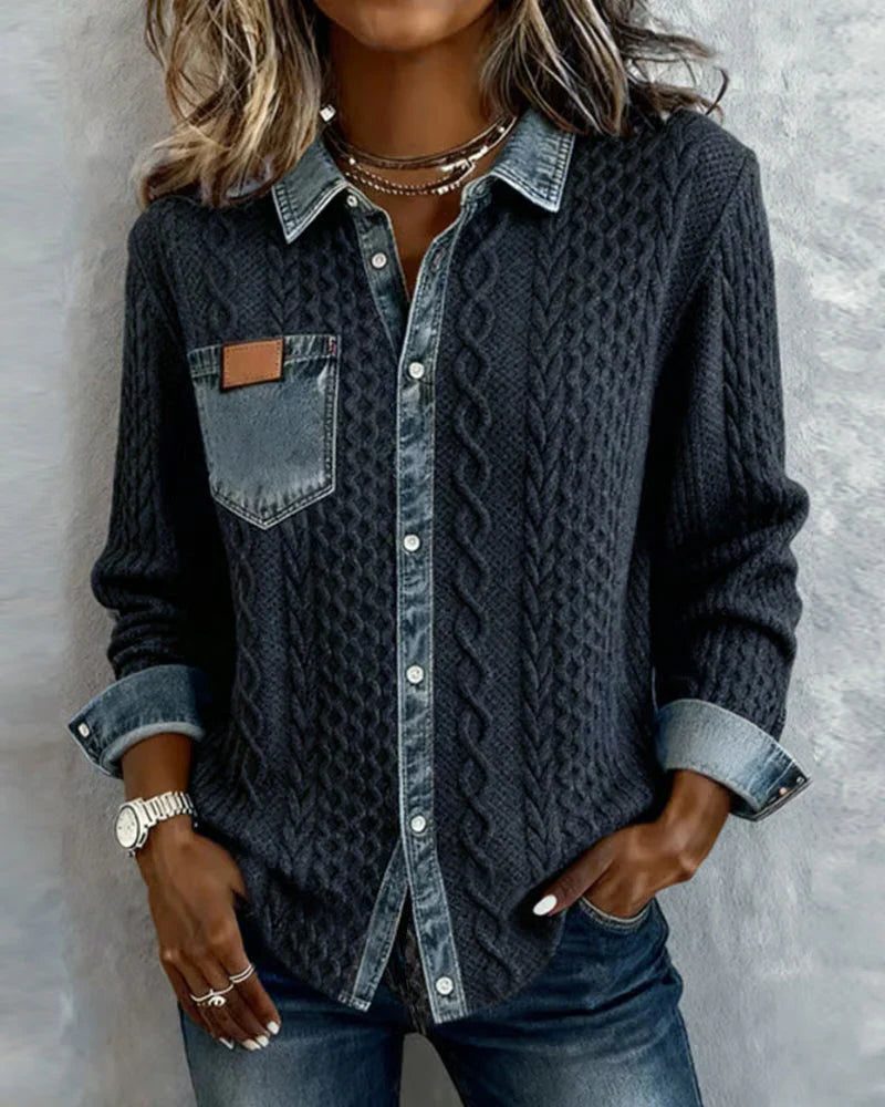 Magnus | Women's Cable Knit Button-Down Shirt