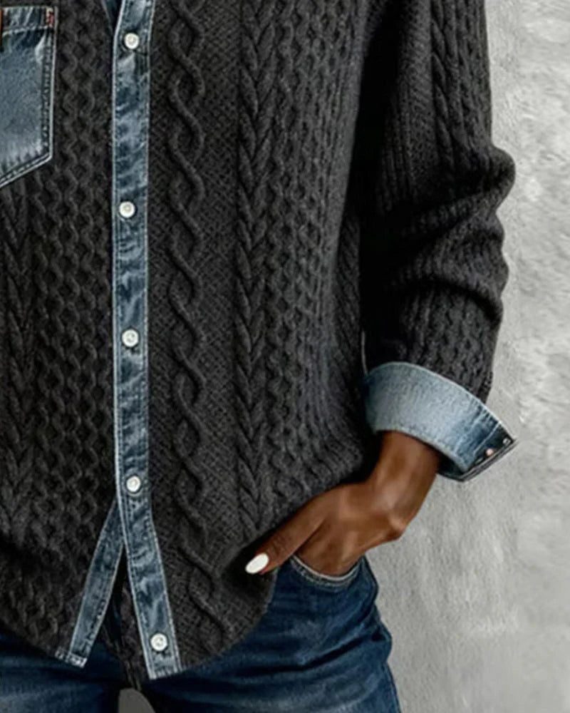 Magnus | Women's Cable Knit Button-Down Shirt