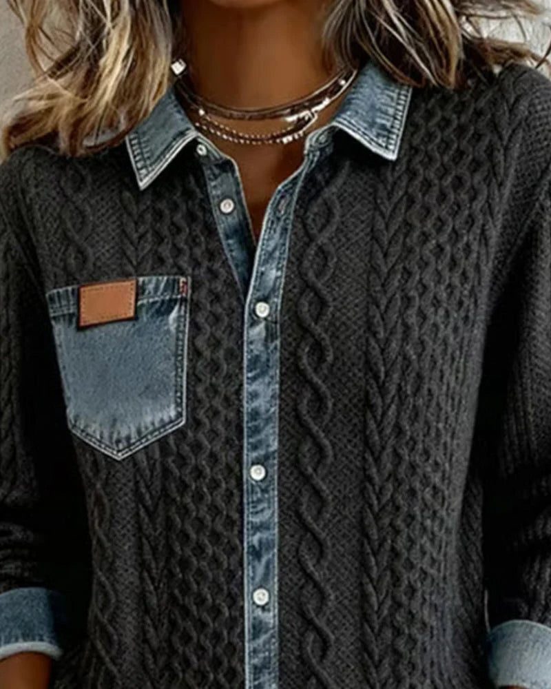 Magnus | Women's Cable Knit Button-Down Shirt