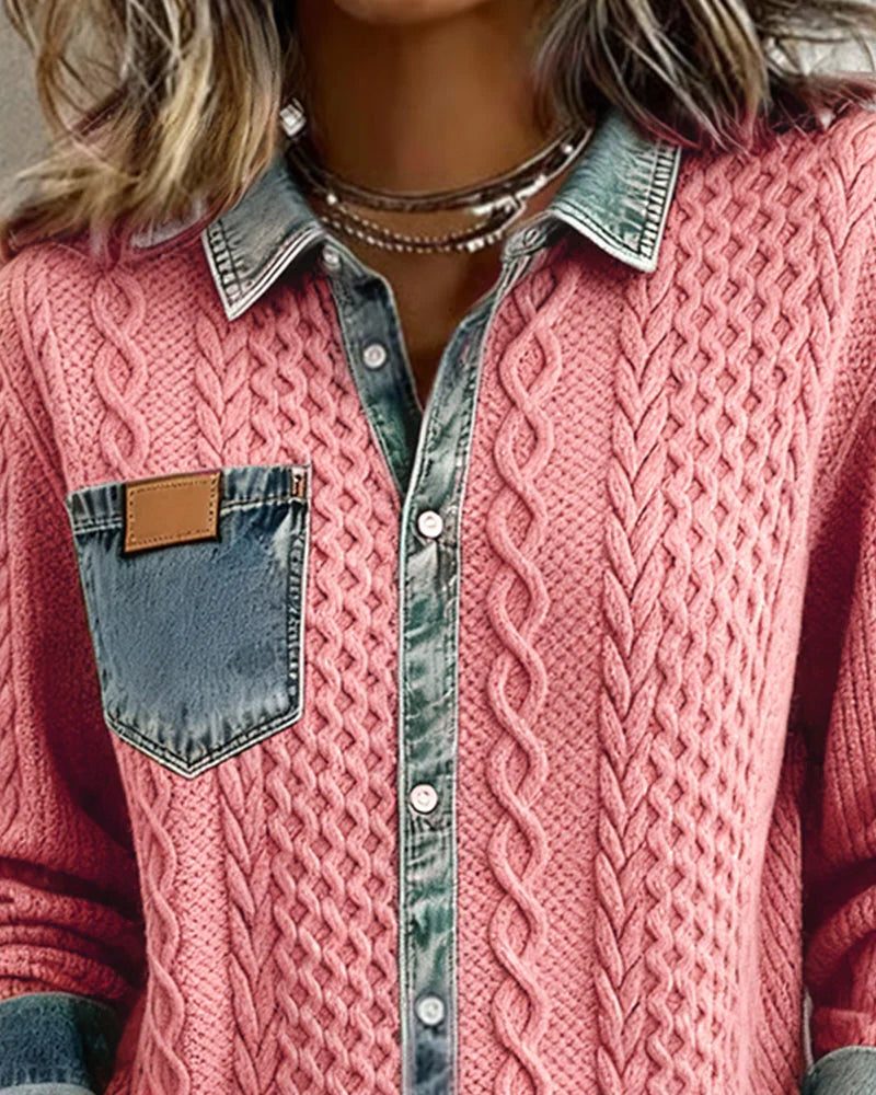 Magnus | Women's Cable Knit Button-Down Shirt