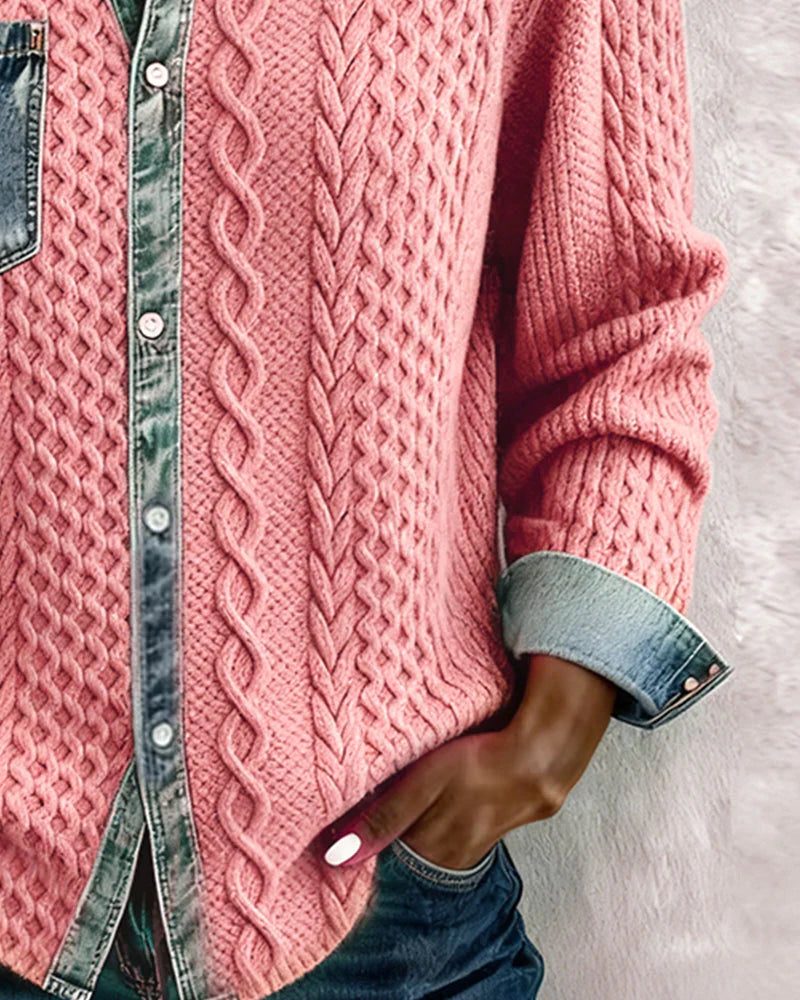 Magnus | Women's Cable Knit Button-Down Shirt