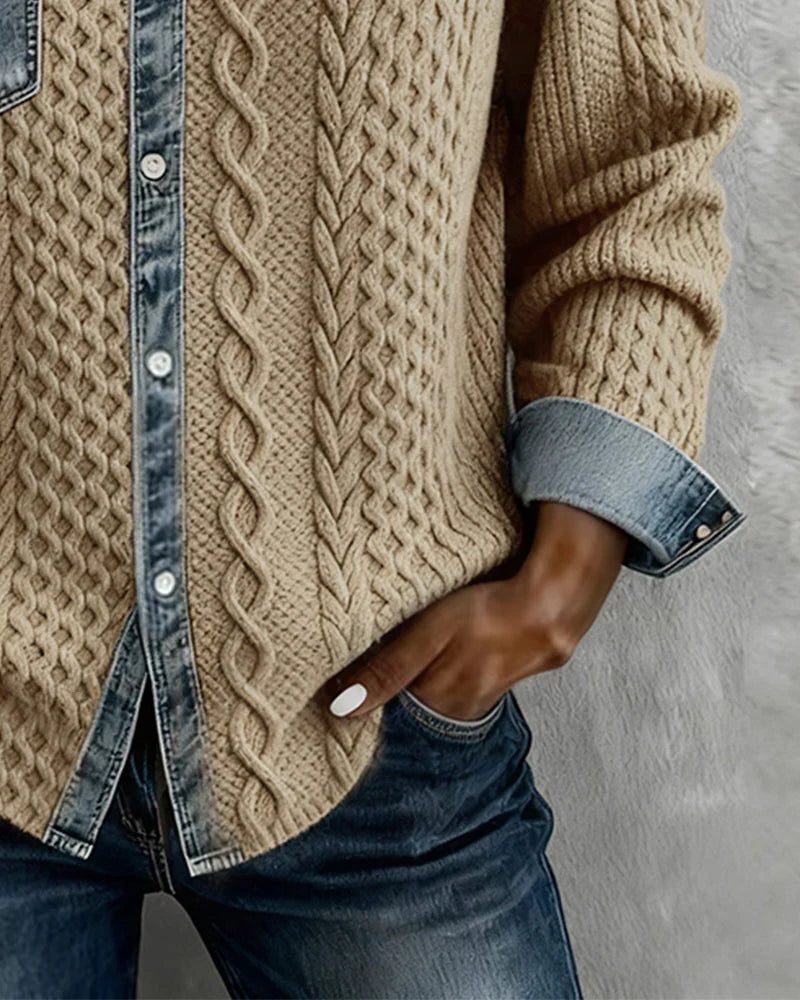 Magnus | Women's Cable Knit Button-Down Shirt