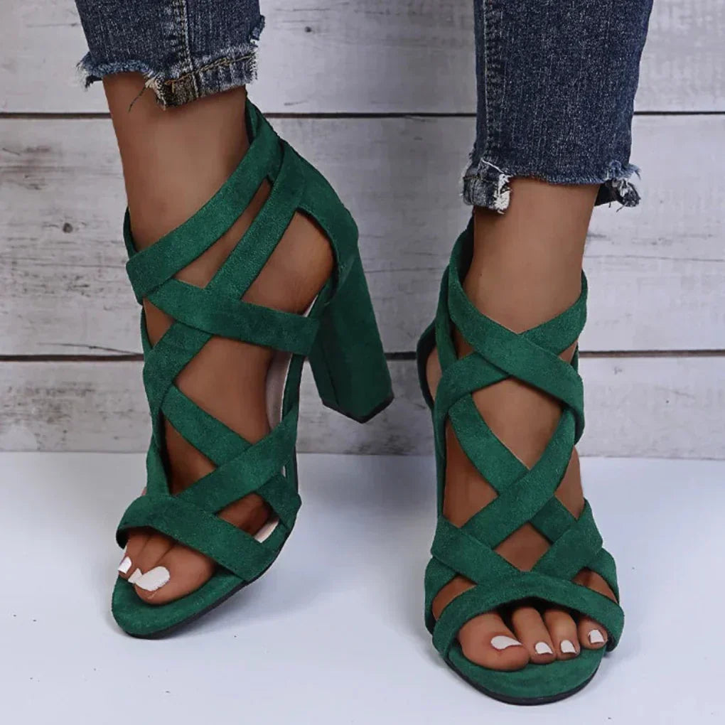 Women's Strappy Block Heel Sandals Open Toe