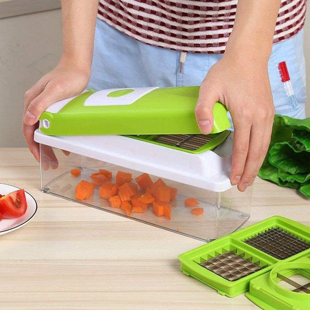 Mandoline Slicer | 8 Interchangeable Rust-Resistant Stainless Blades & Hand Guard | 1.4L Catch Container