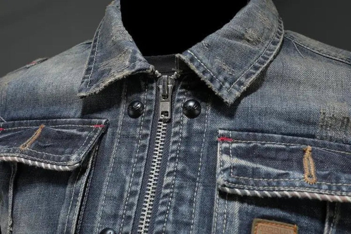 Desmond | Men's Vintage Denim Jacket Double Zipper