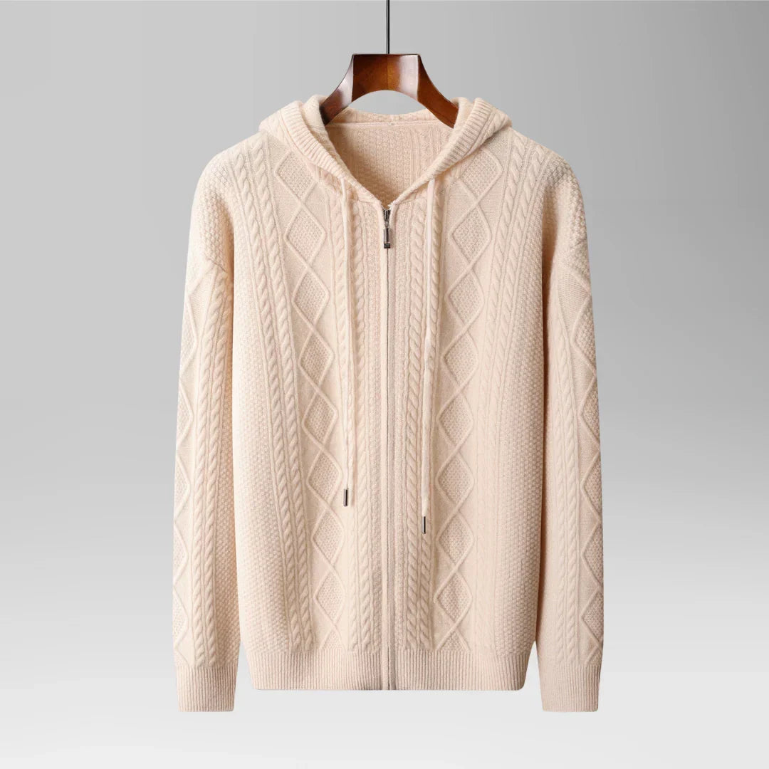 Marcus - Men's Cable Knit Hooded Zip Sweater