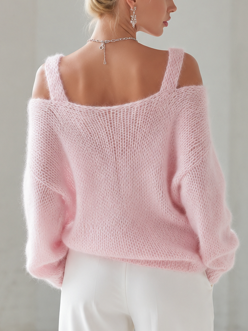 Marianne - Women's Off-Shoulder Knit Sweater with Dual Straps