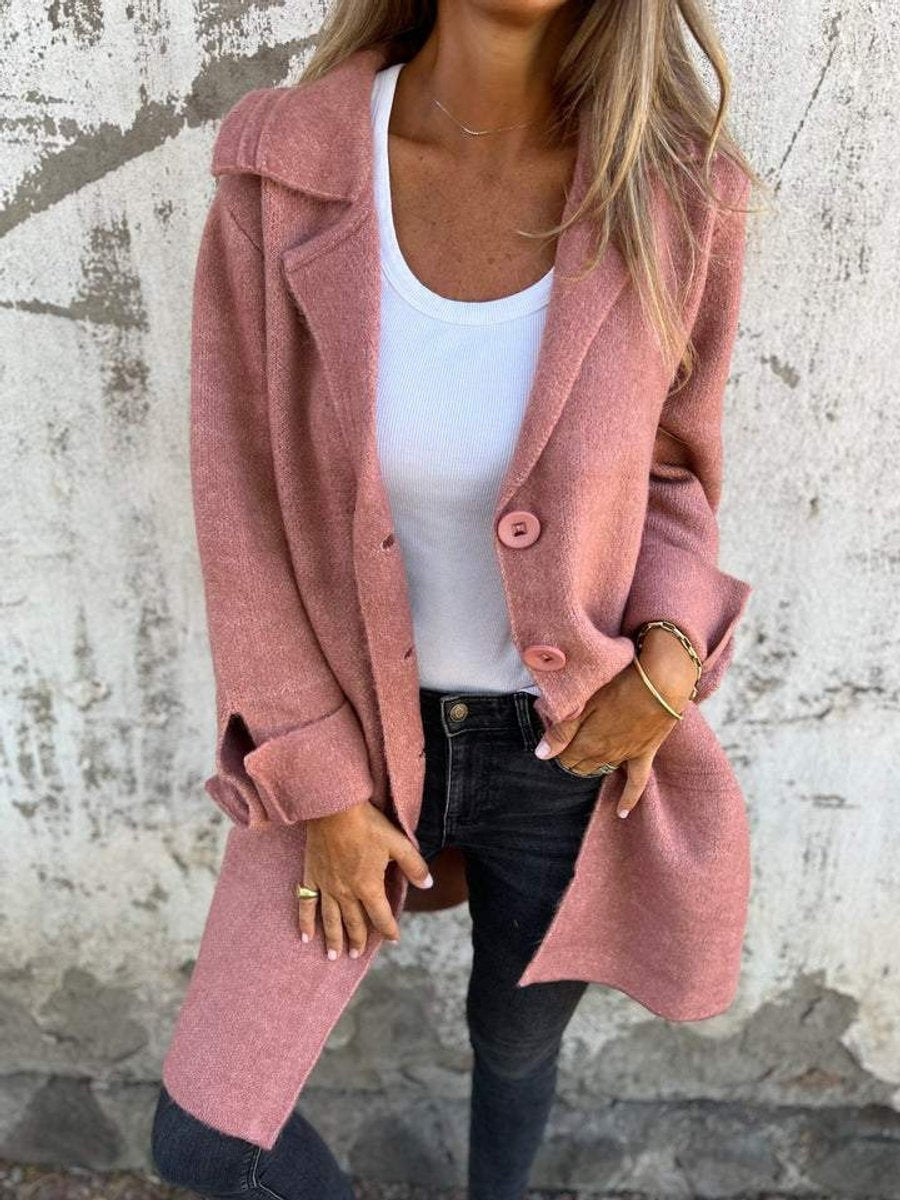 Juliette | Women's Wool Blend Winter Coat Lapel Collar Button Front