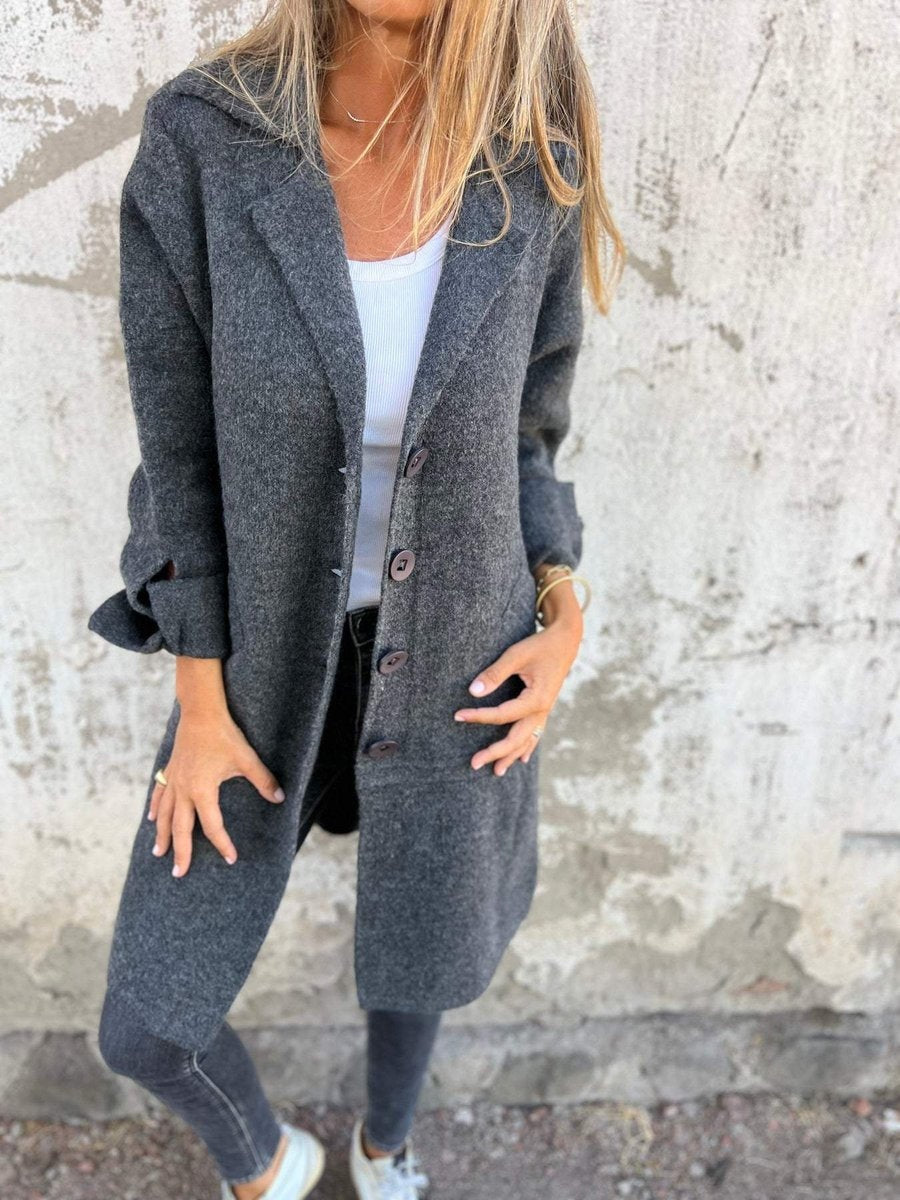 Juliette | Women's Wool Blend Winter Coat Lapel Collar Button Front