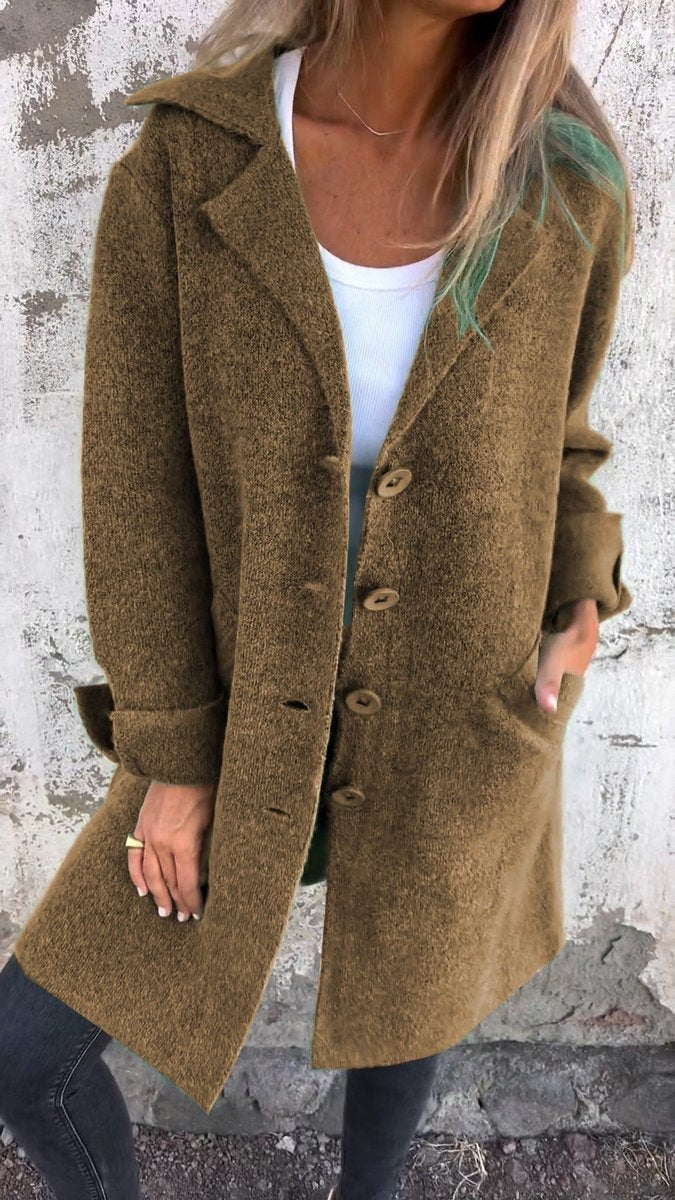 Juliette | Women's Wool Blend Winter Coat Lapel Collar Button Front