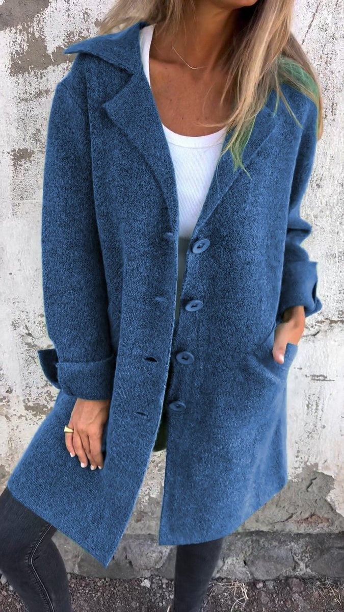 Juliette | Women's Wool Blend Winter Coat Lapel Collar Button Front