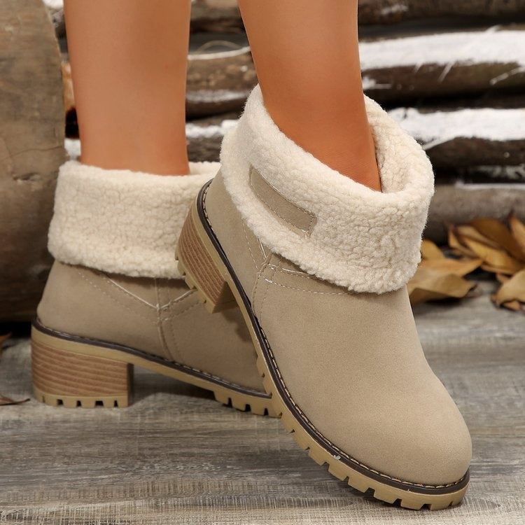 Madelyn | Women's Suede Winter Boots Sherpa Lined Mid Calf