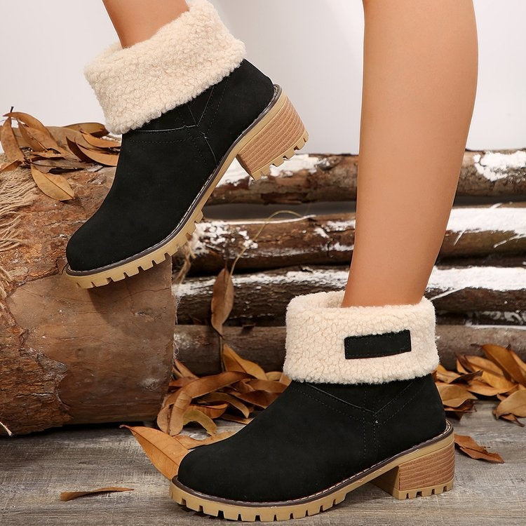 Madelyn | Women's Suede Winter Boots Sherpa Lined Mid Calf