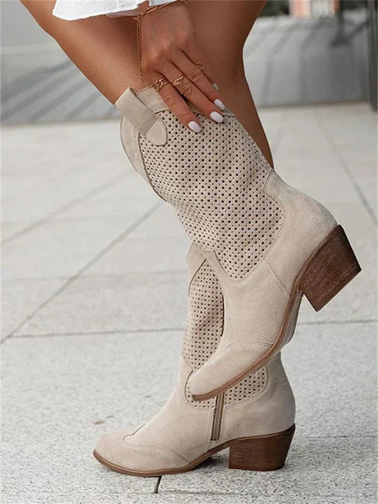 Diana | Women's Mid Calf Western Boots Cutout Zipper