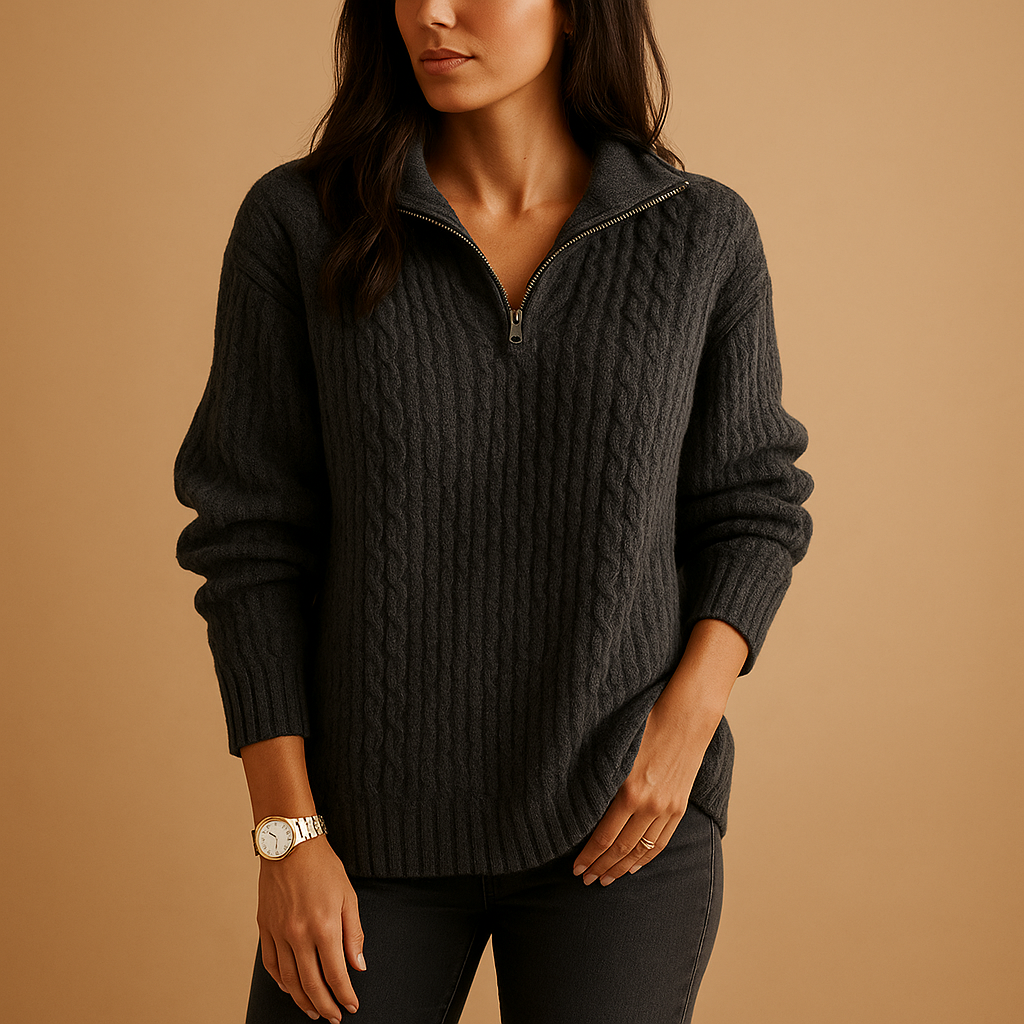 Ida | Half-Zip Ribbed Sweater