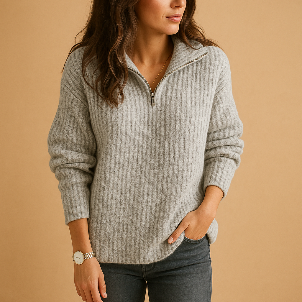 Ida | Half-Zip Ribbed Sweater