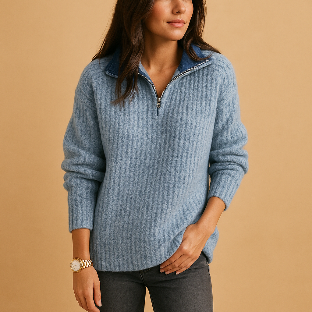 Ida | Half-Zip Ribbed Sweater