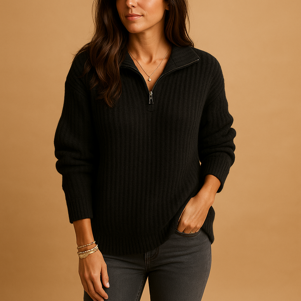 Ida | Half-Zip Ribbed Sweater