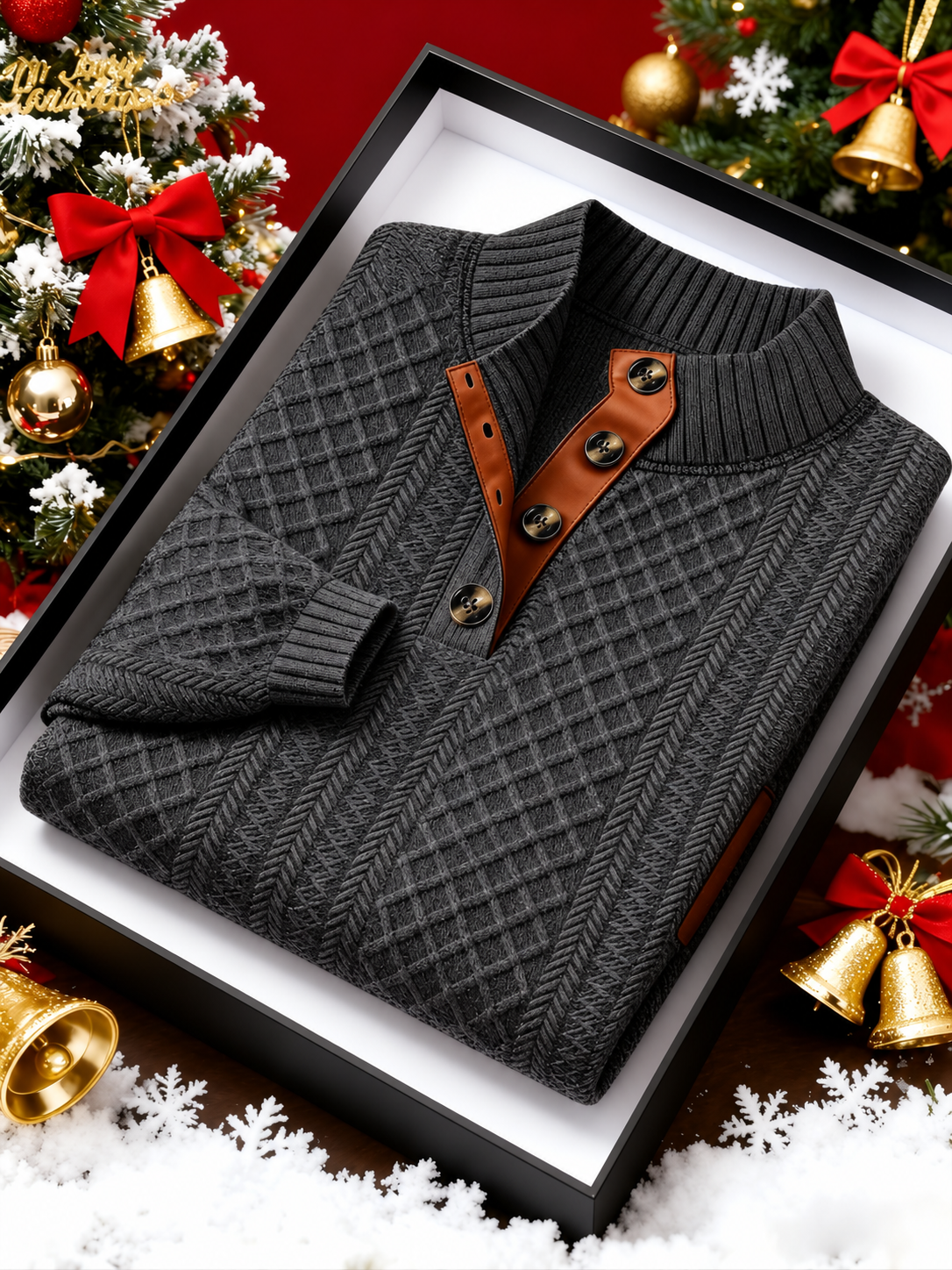 Marlon - Men's Textured Knit Mock Neck Sweater