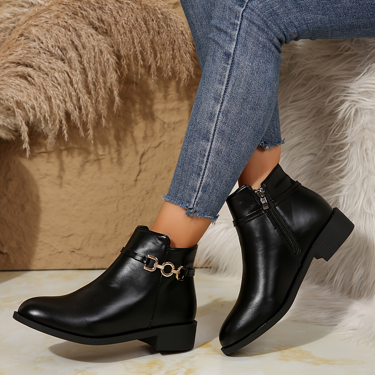 Liviana | Gold Chain Chelsea Boots