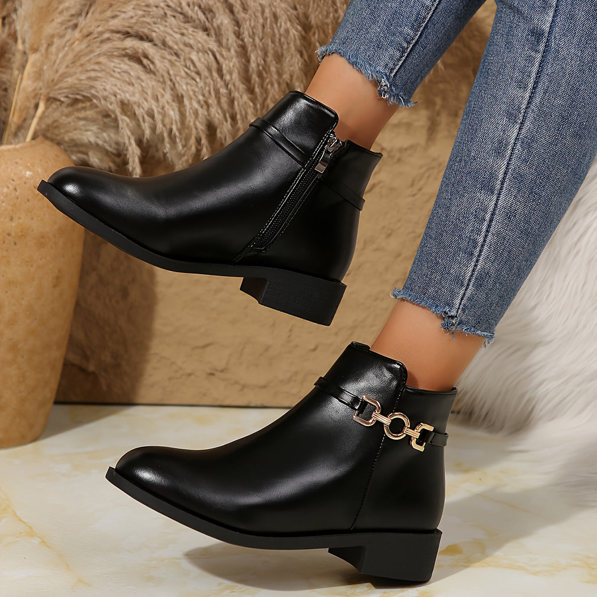 Liviana | Gold Chain Chelsea Boots