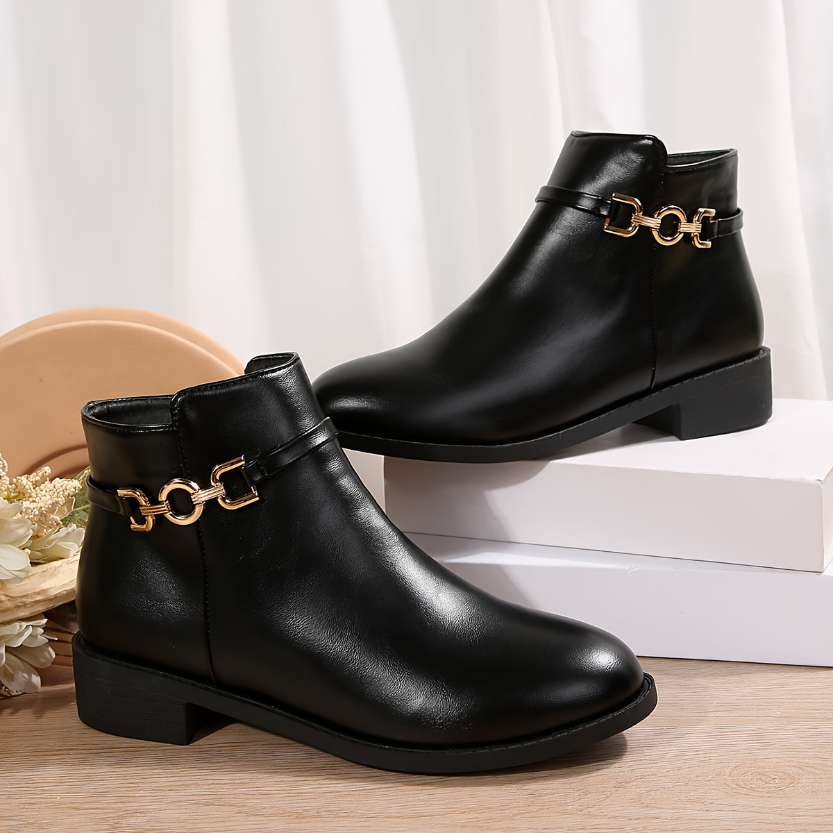 Liviana | Gold Chain Chelsea Boots