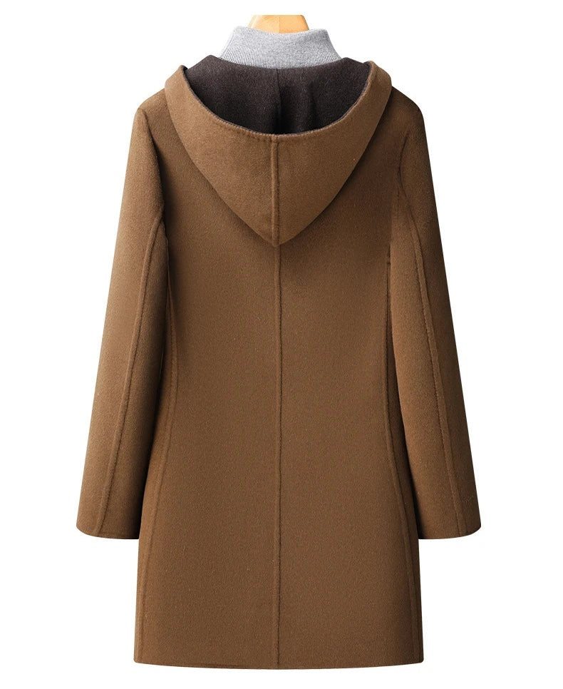 Xavier | Men's Hooded Wool Blend Coat Double Faced Winter Overcoat