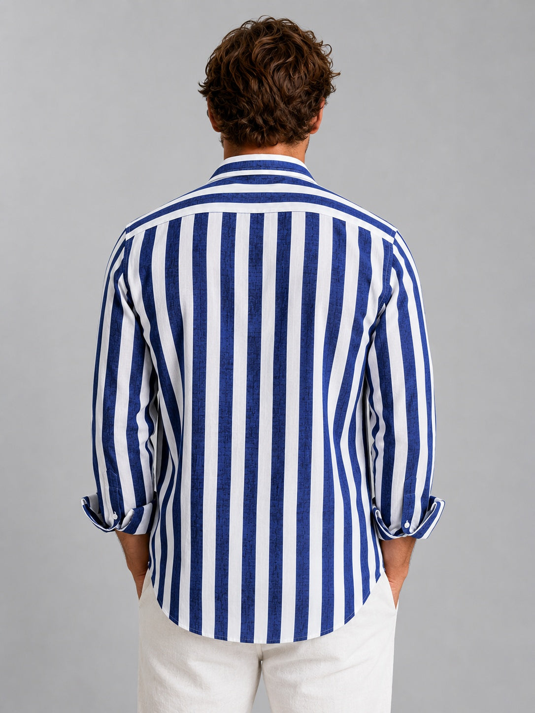 Men's Striped Long Sleeve Linen Shirt | Graham