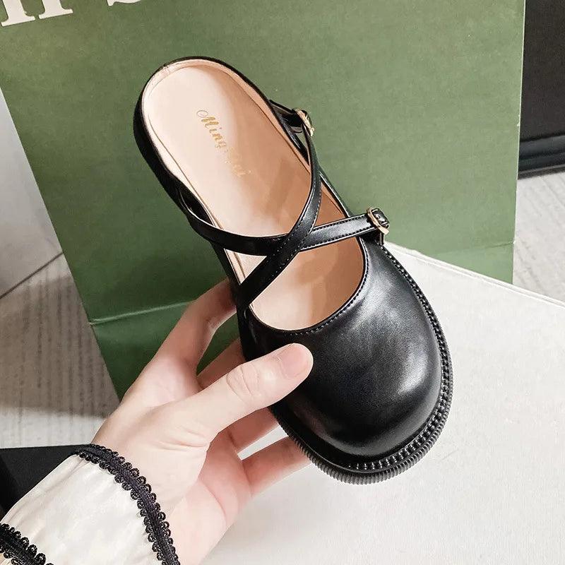 Women's Mary Jane Pumps with Double Buckle Strap