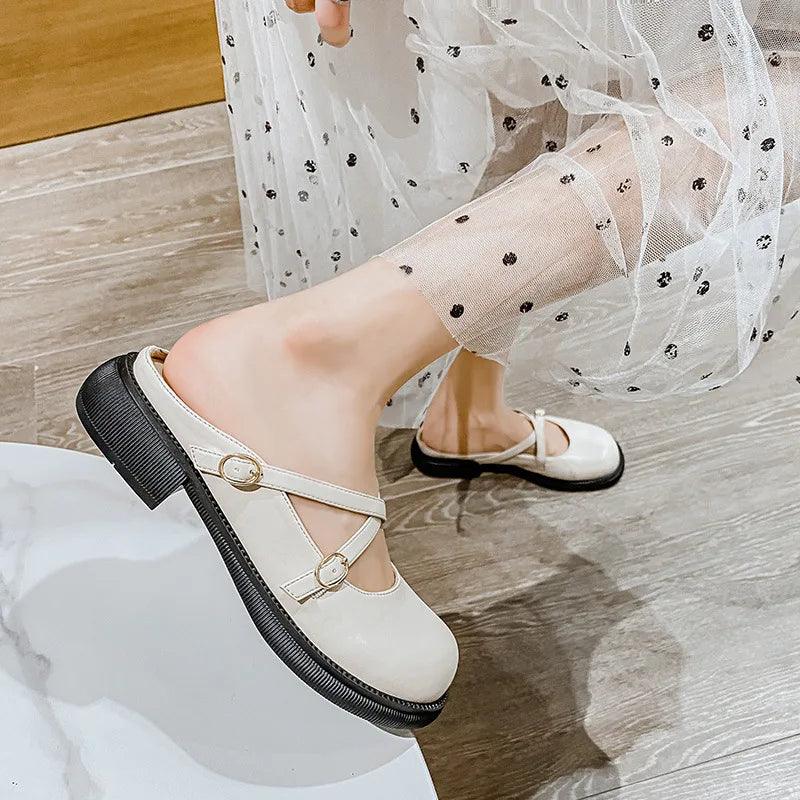 Women's Mary Jane Pumps with Double Buckle Strap