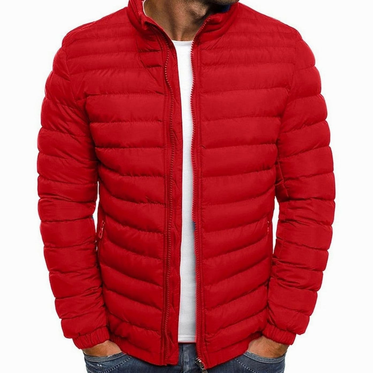 Men's Lightweight Quilted Stand-Collar Puffer Jacket