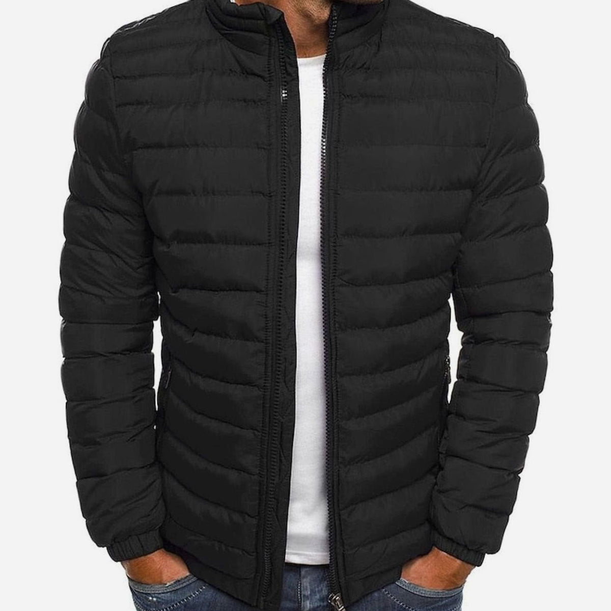 Men's Lightweight Quilted Stand-Collar Puffer Jacket