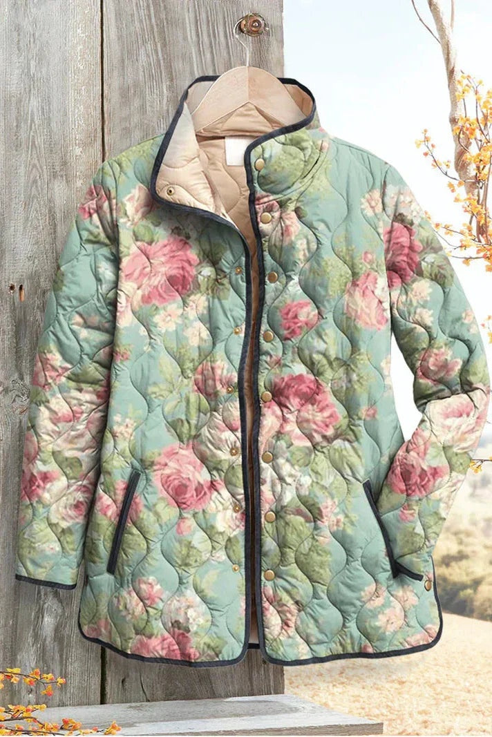 Olivia | Women's Floral Patchwork Quilted Jacket Lightweight Fall Coat