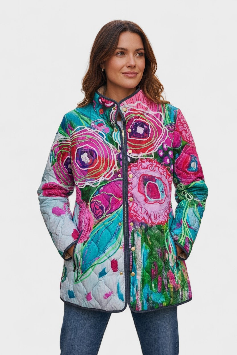 Olivia | Women's Floral Patchwork Quilted Jacket Lightweight Fall Coat