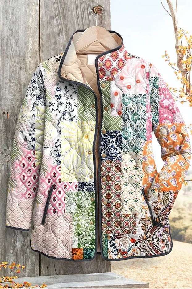 Olivia | Women's Floral Patchwork Quilted Jacket Lightweight Fall Coat