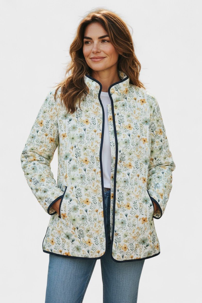 Olivia | Women's Floral Patchwork Quilted Jacket Lightweight Fall Coat