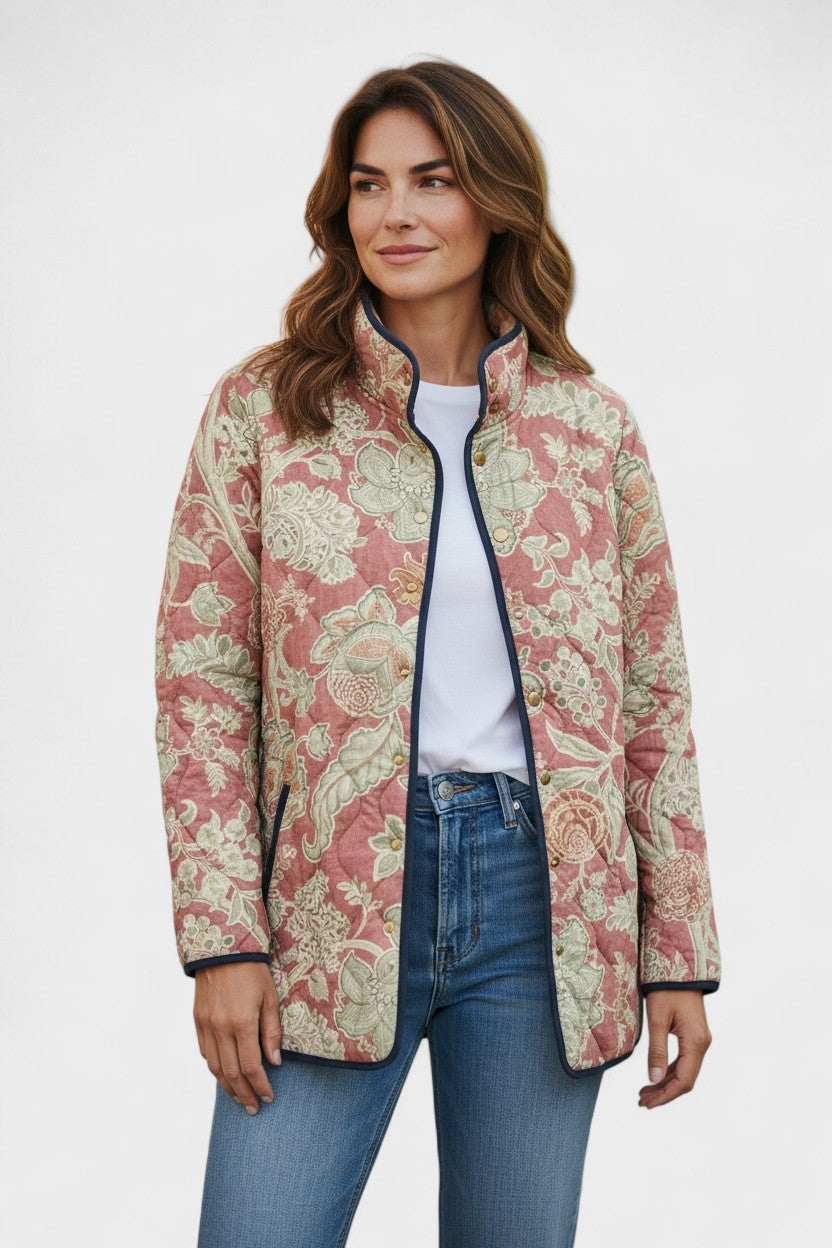 Olivia | Women's Floral Patchwork Quilted Jacket Lightweight Fall Coat