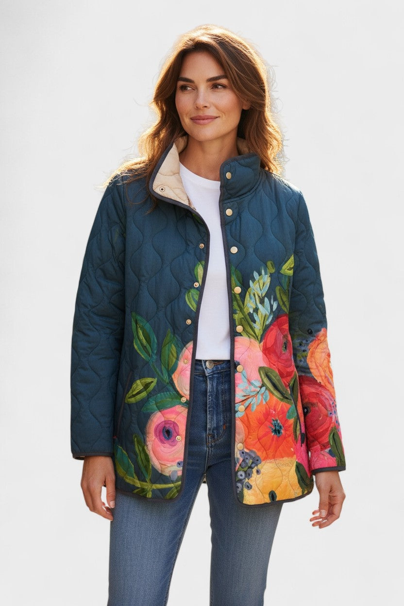Olivia | Women's Floral Patchwork Quilted Jacket Lightweight Fall Coat