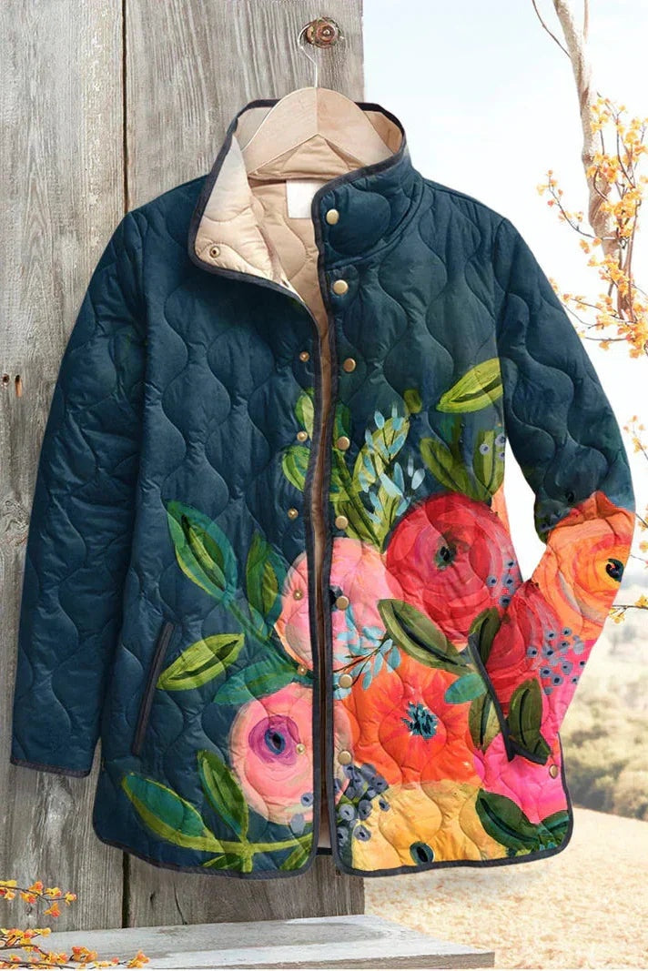 Olivia | Women's Floral Patchwork Quilted Jacket Lightweight Fall Coat