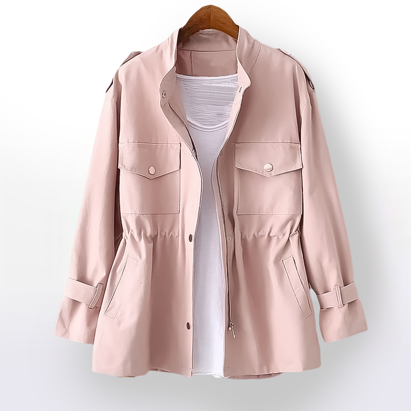 Maggie | Women's Cropped Military Jacket Adjustable Waist