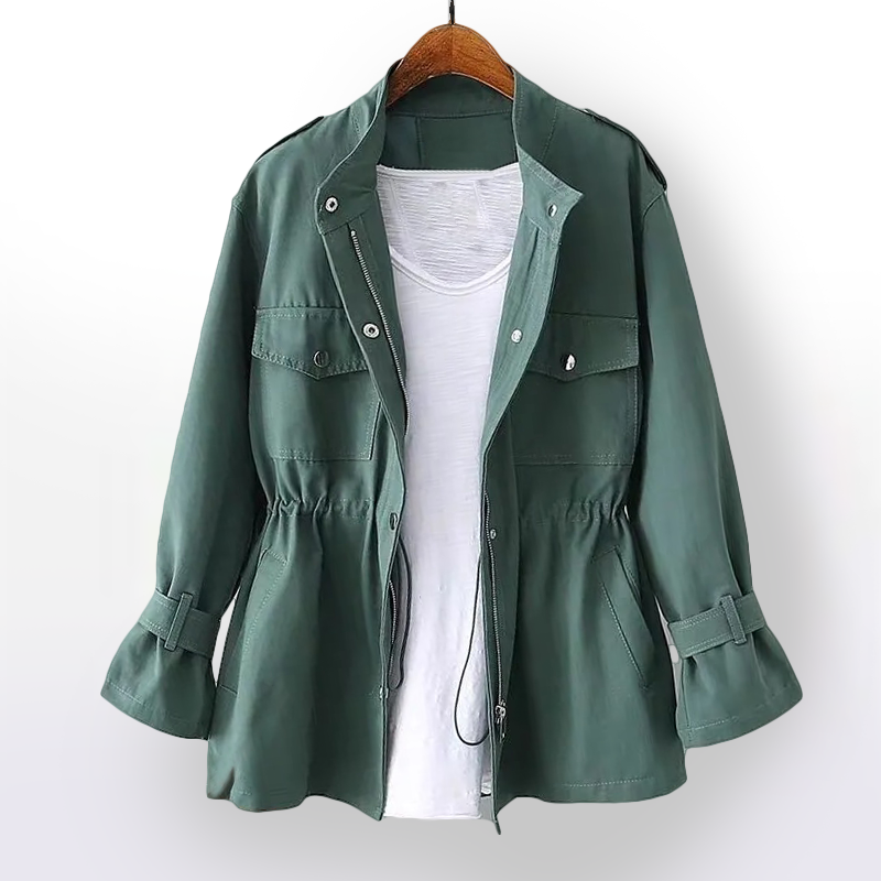 Maggie | Women's Cropped Military Jacket Adjustable Waist