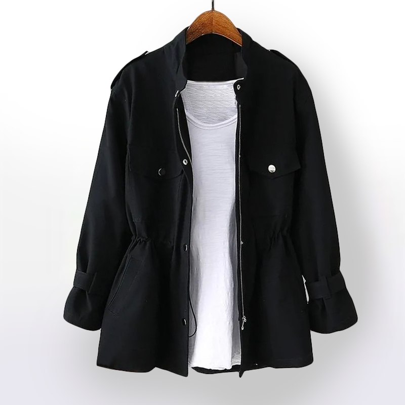Maggie | Women's Cropped Military Jacket Adjustable Waist