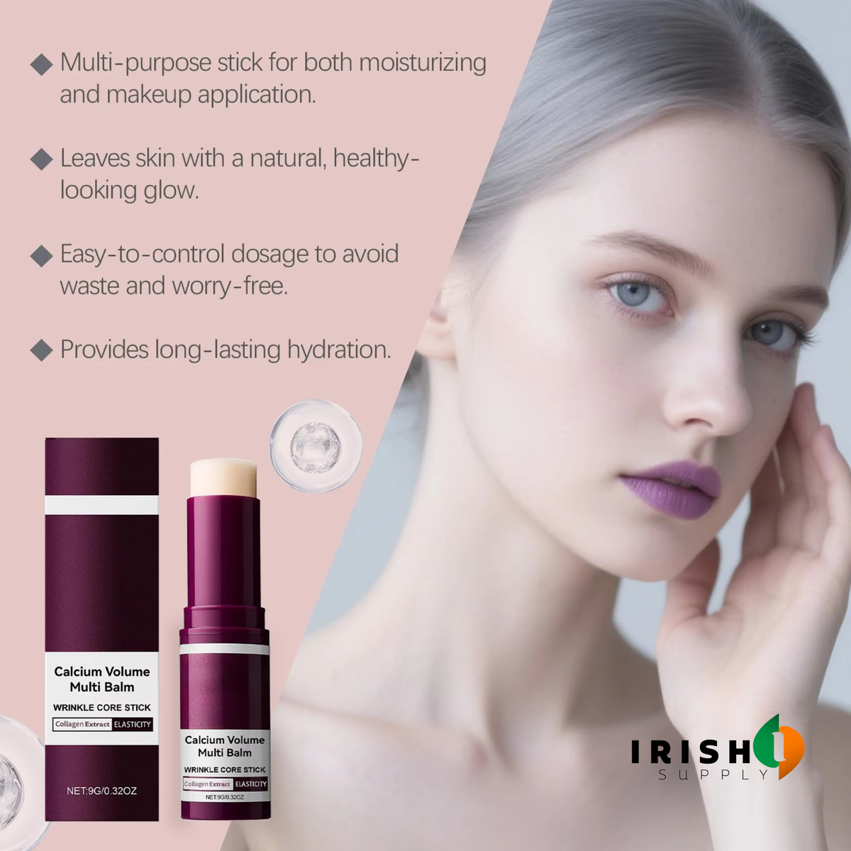 Men's Anti-Chafing Face Balm Stick with Collagen Twist-Up Applicator