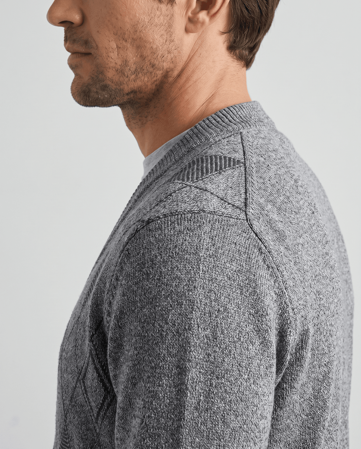 Argyle V-Neck Cardigan Sweater – Button Front, Patch Pockets & Mohair Knit | Lambert