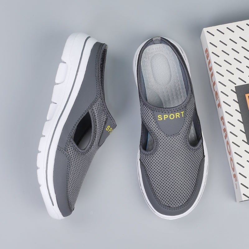 Men's Backless Mesh Sneakers with Padded Collar and Flexible Sole