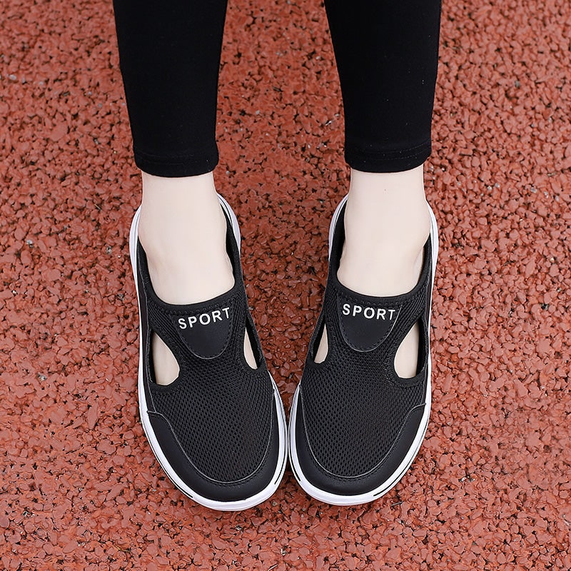 Men's Backless Mesh Sneakers with Padded Collar and Flexible Sole