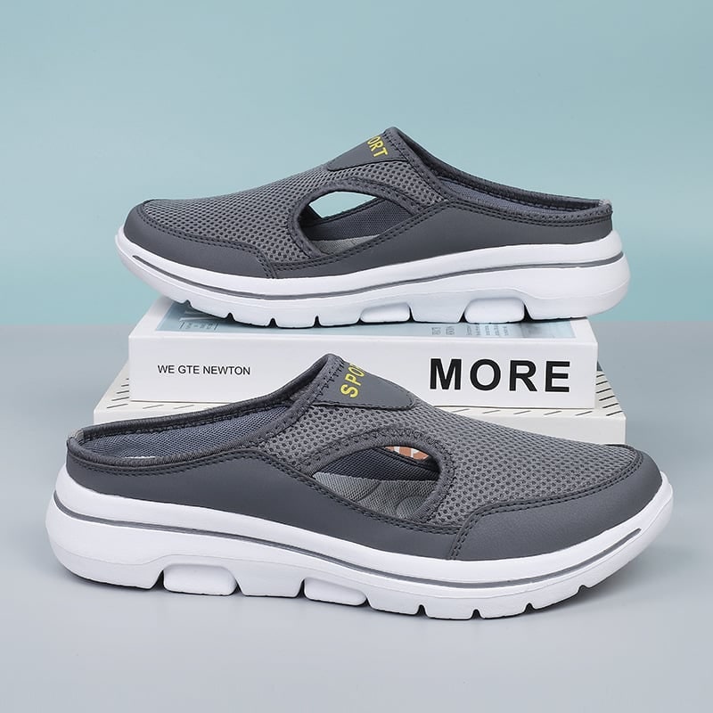 Men's Backless Mesh Sneakers with Padded Collar and Flexible Sole