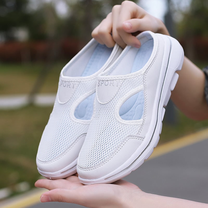 Men's Backless Mesh Sneakers with Padded Collar and Flexible Sole