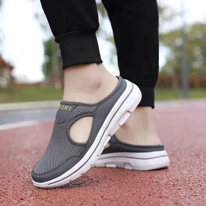 Men's Backless Mesh Sneakers with Padded Collar and Flexible Sole